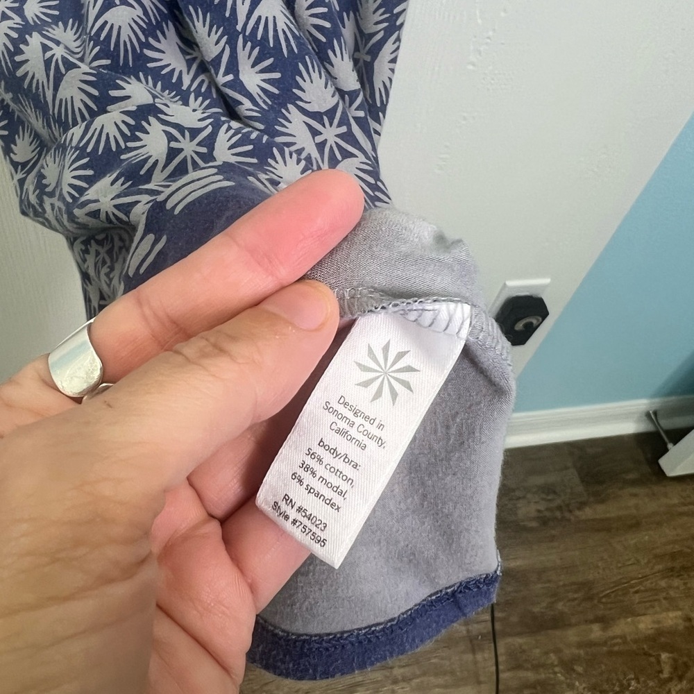 Athleta - Blue & Grey Floral Support Bra Razer Back Pockets Maxi Dress Size XS - Picture 9 of 11